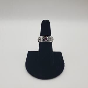 Brighton Sterling Silver 925 Heart Cut Pink Spinel Passion Love Band Ring Sz 6.5